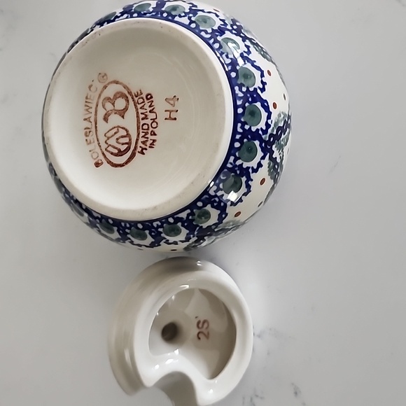 Polish Pottery Tea Set - Teapot, Cream & Sugar - Picture 5 of 7